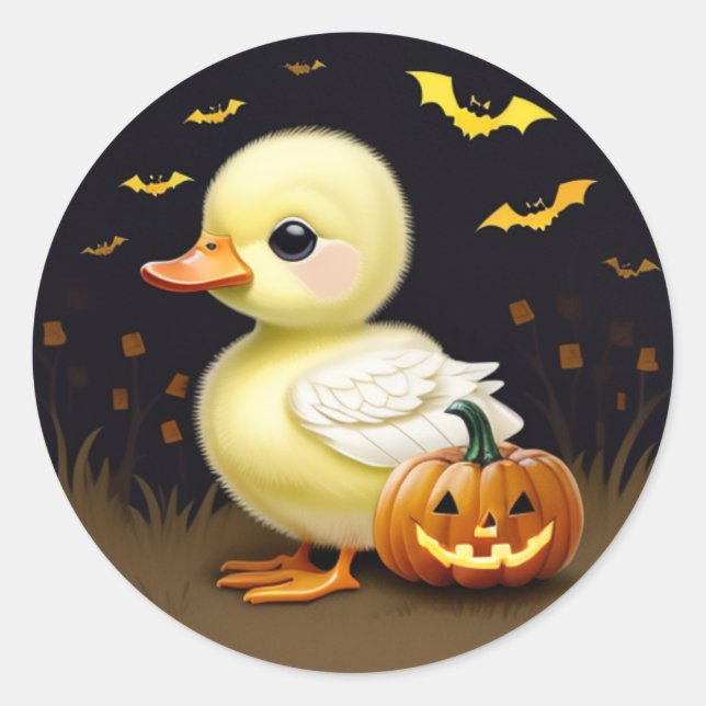 Rond Canard d'Halloween avec Sticker Citrouille (Devant)