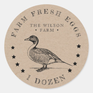 Rond canard rustique kraft Oeuf Carton Sticker