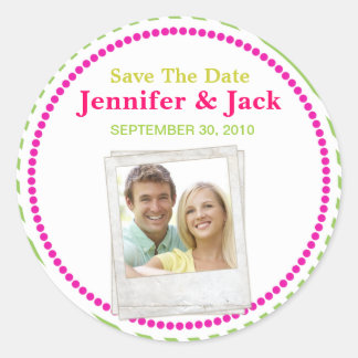 Rond Candy Enregistrer la date Sticker avec photo