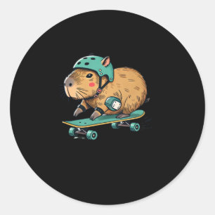 Rond Capybara Skater Skateboard Adventure Sticker