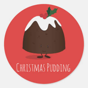 Rond Caractère de dessin de Noël Pudding   Sticker