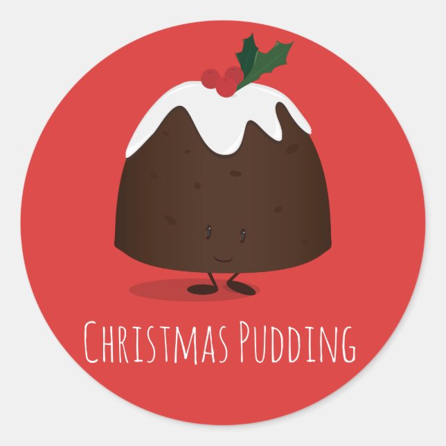 Rond Caractère de dessin de Noël Pudding | Sticker (Devant)