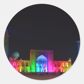 Rond Carré Registan Samarkand À Sticker De Nuit