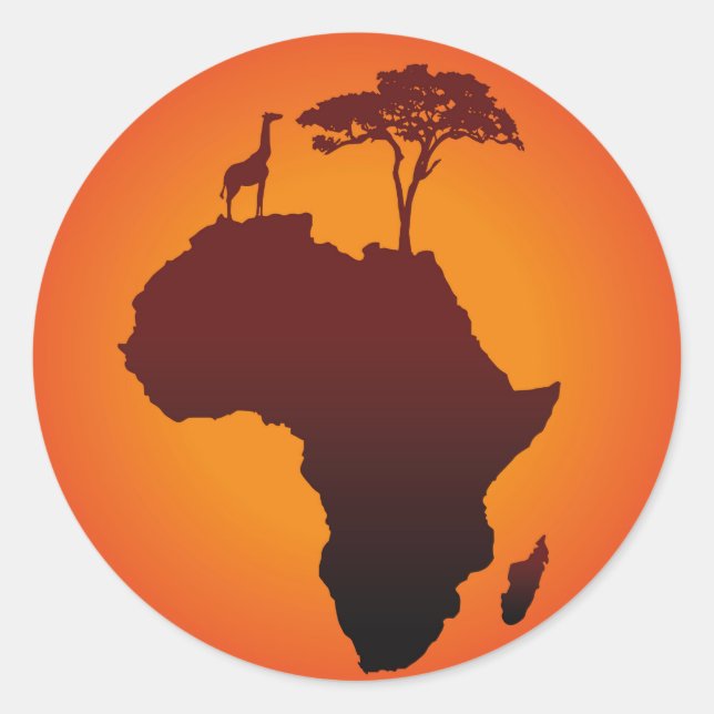 Rond Carte Safari africaine - Sticker (Devant)
