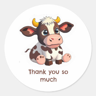 Rond Cartoon Lola cow sticker for thanks.