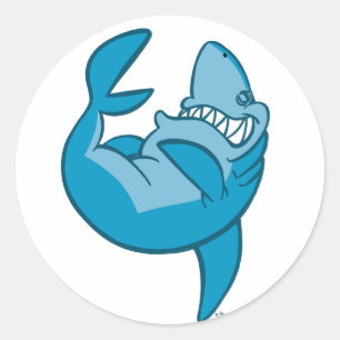 Rond Cartoon Shark retour riant Sticker