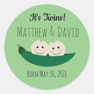 Rond C'est Twins Personnalisé Baby Favor Sticker Sceau