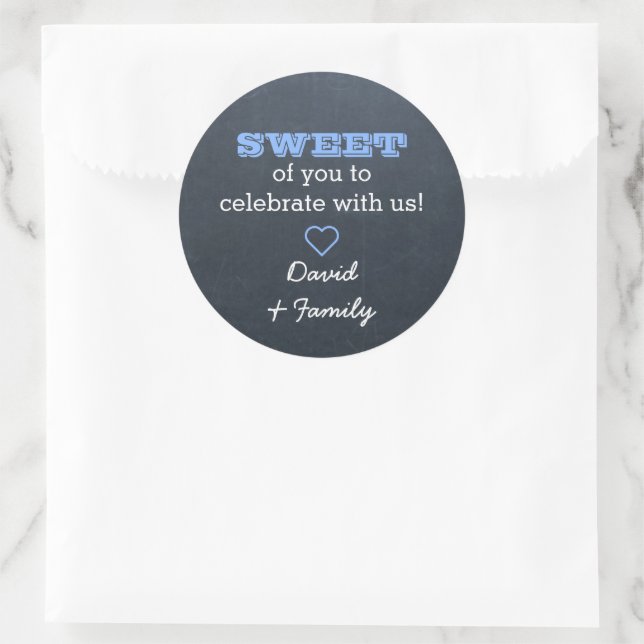 Rond Chalkboard Bleu doux Sticker sac de traitement (Sac)
