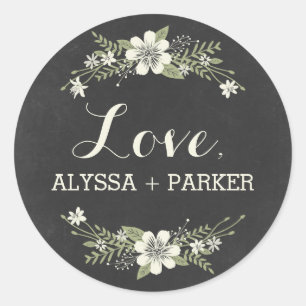 Rond Chalkboard Blooms Favoriser Sticker