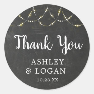 Rond Chalkboard Chaîne Lumière Mariage Faveur Sticker