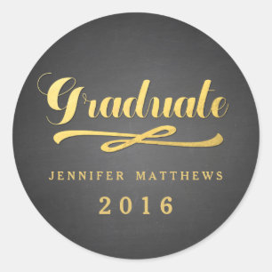 Rond Chalkboard Gold Glamor Sticker pour graduation 2