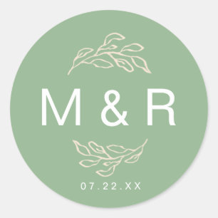 Rond Champs de rêve vert   Sticker Monogramme Floral