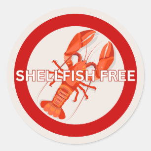 Rond Chellfish Free Food Allergy Alert Sticker classiqu