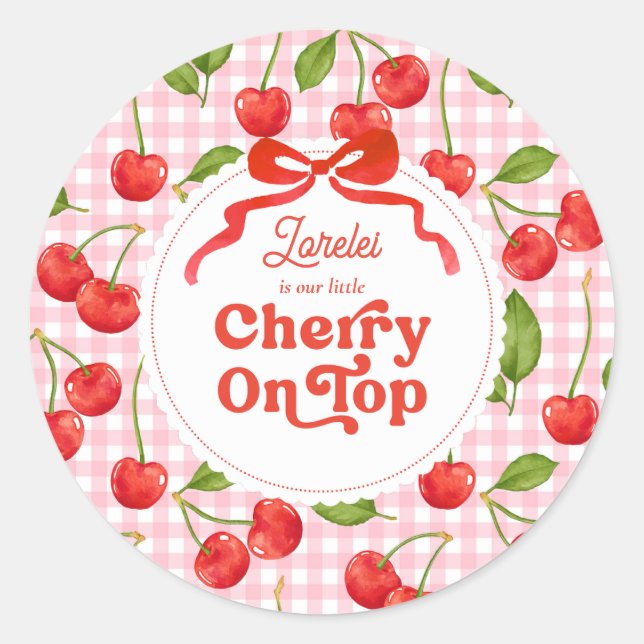 Rond Cherry sur le dessus Sticker d'anniversaire (Devant)