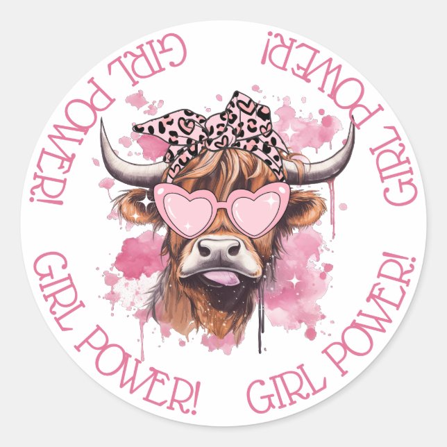 Rond Chic Hereford Girly Cow Galentines Sticker (Devant)