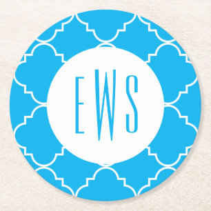 Rond Chic Quatrefoil Dessous de verre en papier monogra