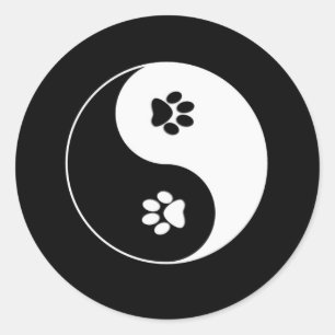 Rond Chien Paws Yin Yang Sticker