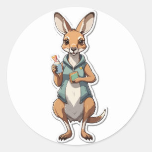 Rond Chilling Kangaroo Sticker - Relaxant et jouant
