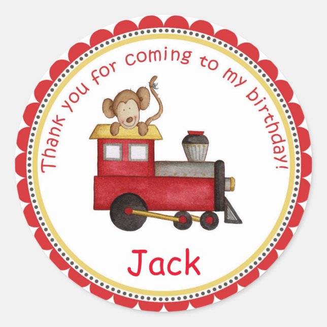 Rond Cho Choo Train Anniversaire Fête Favoriser Sticker (Devant)