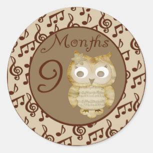 Rond Chouette d'automne Sticker de 9 mois