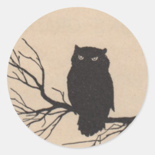 Rond Chouette noire - Sticker Halloween