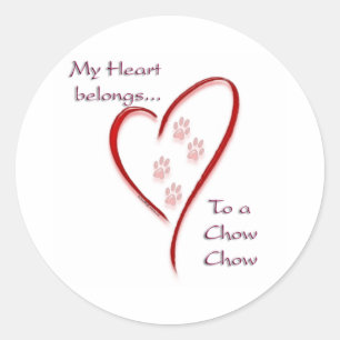 Rond Chow Chow Coeur Belongs - Sticker