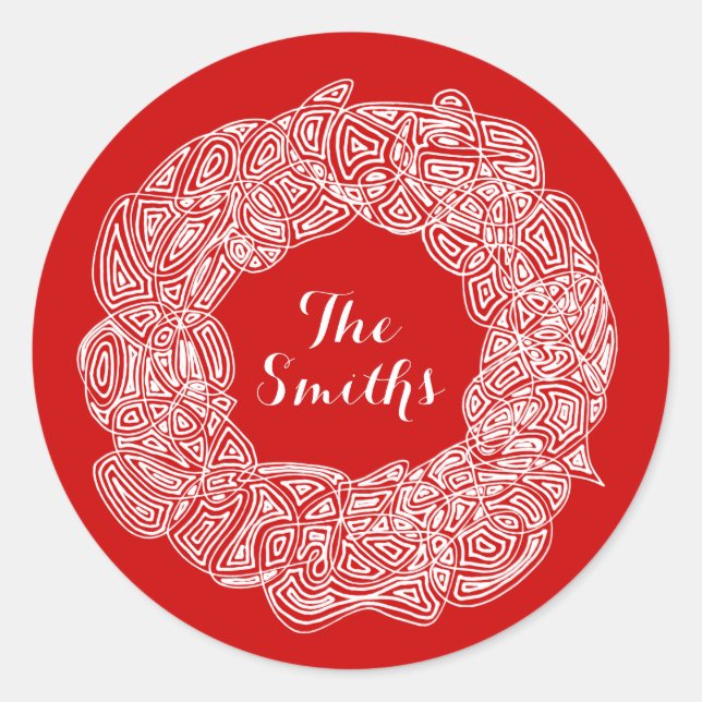 Rond Christmas Wreath Classic Round Sticker (Devant)