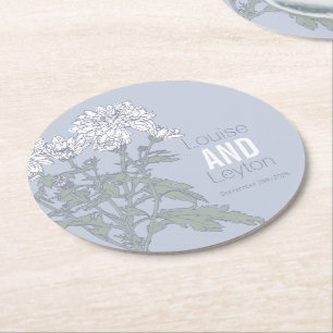 Rond Chrysanthemum fleurs blanches art dessous de verre