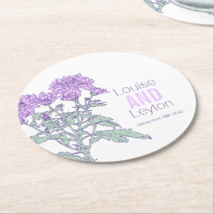 Rond Chrysanthemum violet fleurs dessous de verre graph