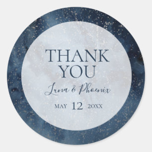Rond Ciel céleste avec Merci de cadre Favor Sticker