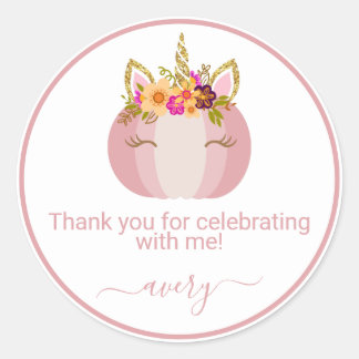 Rond Citrouille Unicorn | Sticker pour l'anniversaire