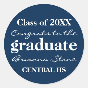 Rond Classe Bleu et Blanc de Sticker Graduation 2018