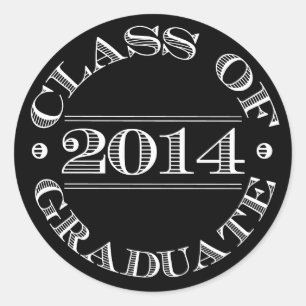 Rond Classe de Sticker pour graduation 2014 Noir   Blan