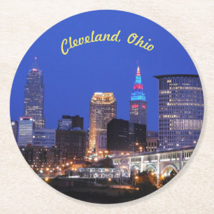Rond Cleveland, Ohio River View Dessous de verre papier