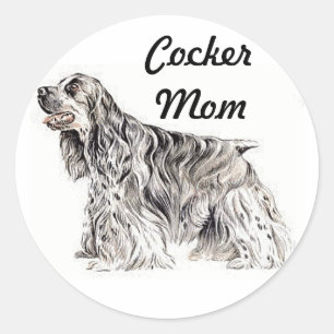 Rond Cocker Mom, American Cocker Spaniel Sticker