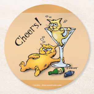 Rond Cocktails et chatons Cheers Dessous de verre sur m
