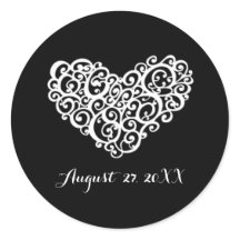 Coeur Tourbillonnant noir avec blanc - Sticker cir