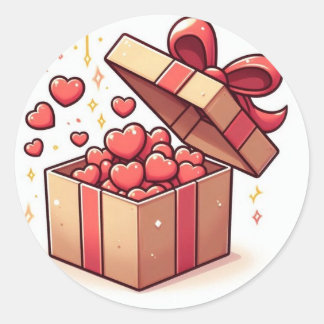 Rond Coeurs mignons d'amour Boîte cadeau Sticker