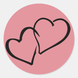 Rond Coeurs Sticker d'amour Mariage noir et rose