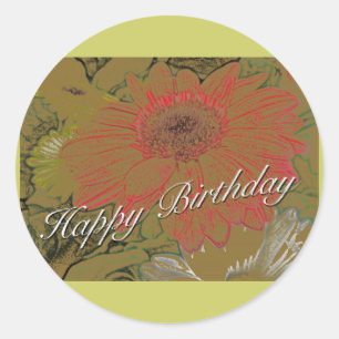 Rond Collants de marguerites joyeux Sticker d'anniversa