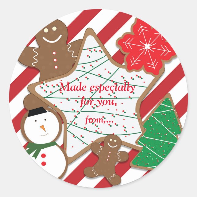Rond Cookies de Noël Sticker d'échange de fêtes (Devant)