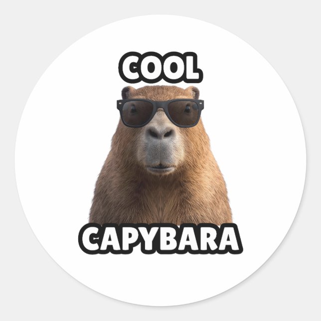 Rond Cool Capybara Sticker (Devant)