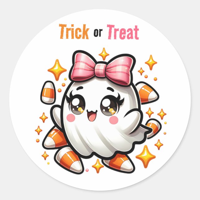 Rond Coquette Ghost Trick ou Treat Sticker (Devant)