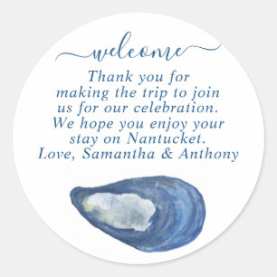Rond Coquille aquarelle peinte avec sticker de message
