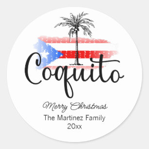 Rond Coquito Joyeux drapeau de Noël Palm Tree Sticker