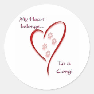 Rond Corgi Coeur Belongs - Sticker