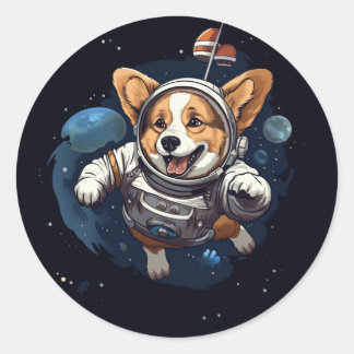 Rond corgi dans l'espace sticker