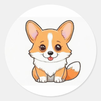 Rond Corgi mignon sur Sticker arrière - plan blanc