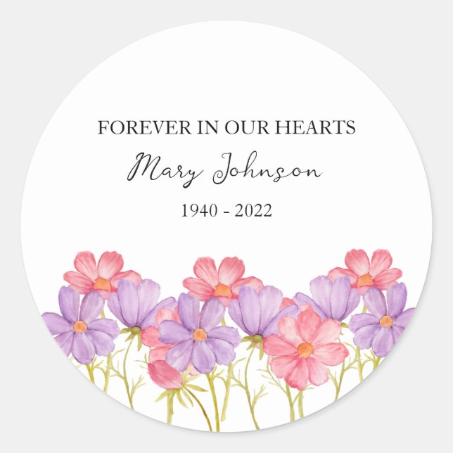Rond Cosmos Memorial Funeral Classic Round Sticker (Devant)