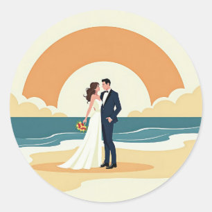 Rond Couple à Sunset Beach Wedding Sticker